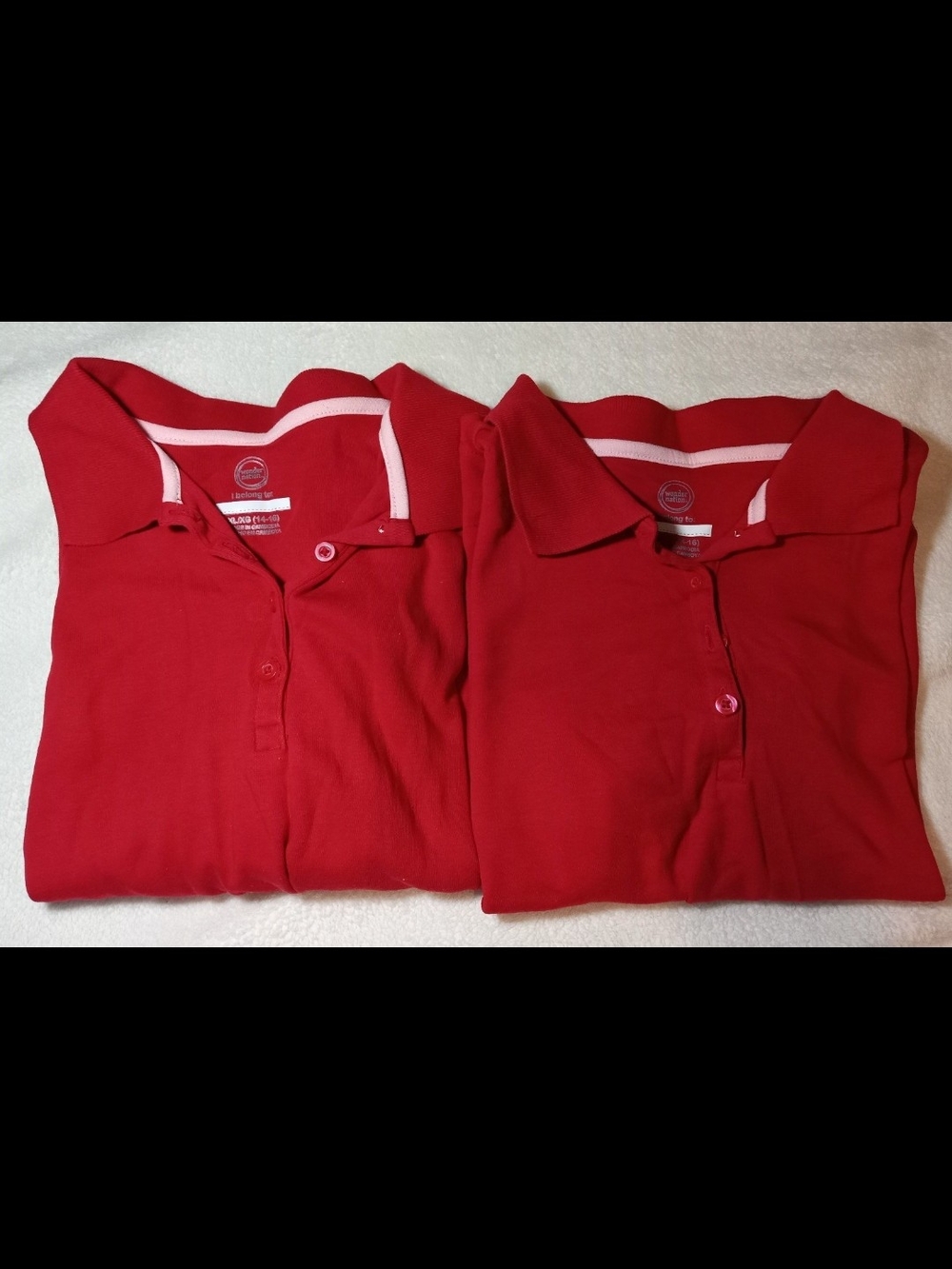 Set of 2 Wonder Nation Pique Polo Shirts - Red - Girls School Uniform